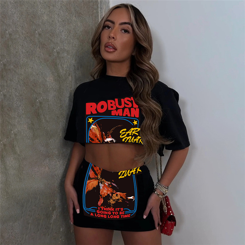 Street Fashion Graffiti - YUZHEXI trendy printed navel T-shirt mini