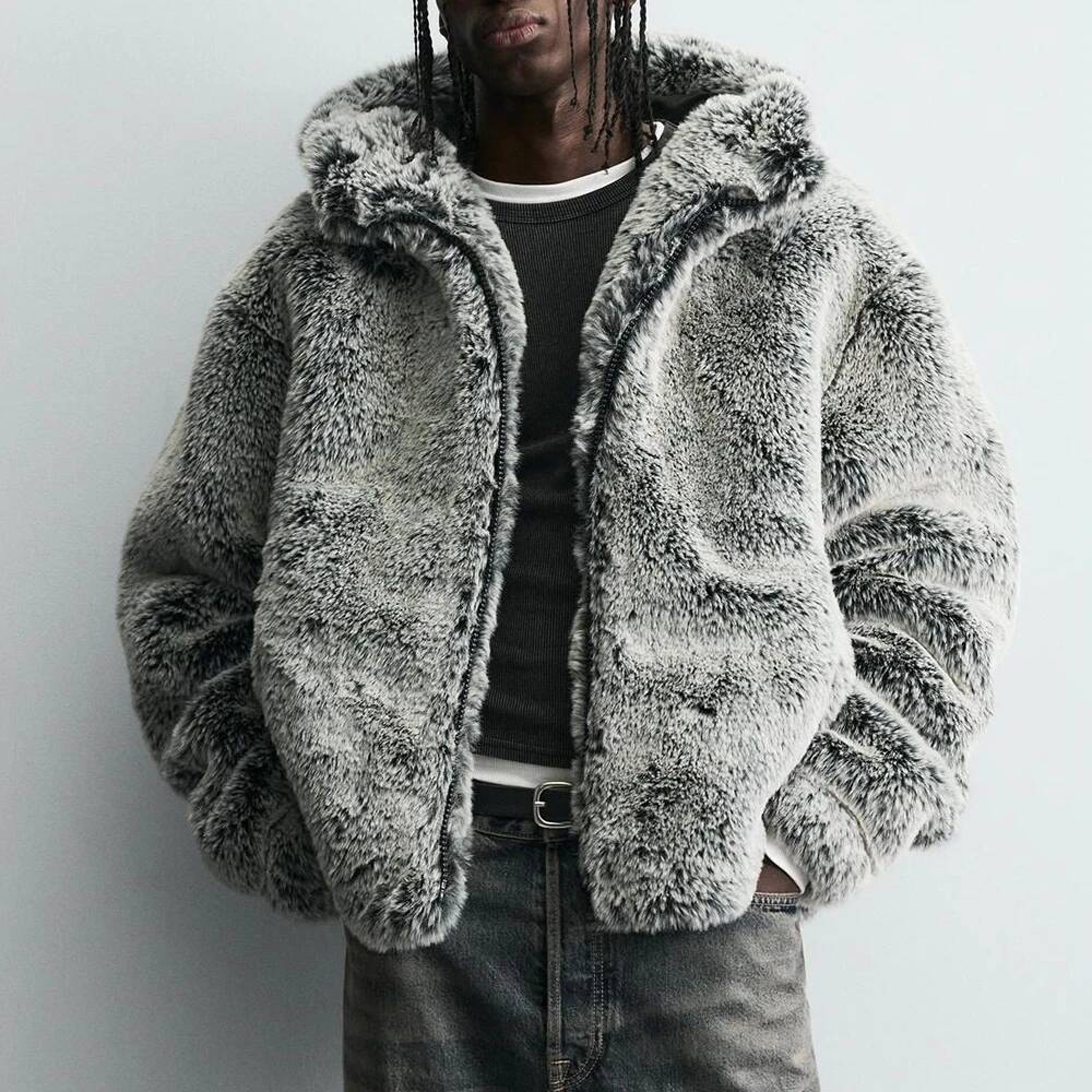 Street Fashion Taiwan - Winter New Faux Fur Long-Sleeved Jacket