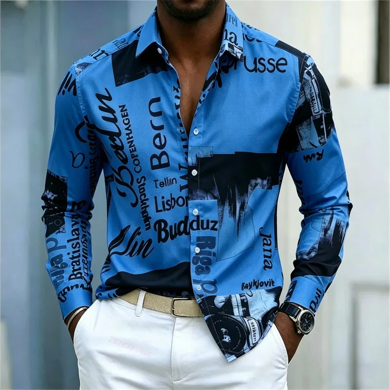 Men's Printed Long-sleeve Shir - огляд і ціна Fashion Streetwear