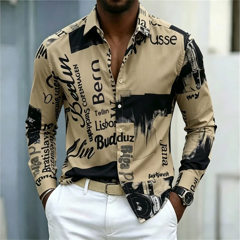 Men's Printed Long-sleeve Shir - огляд і ціна Fashion Streetwear