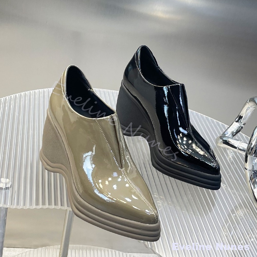 Patent Leather V Cut Pointed T - огляд і ціна Street Fashion Dress