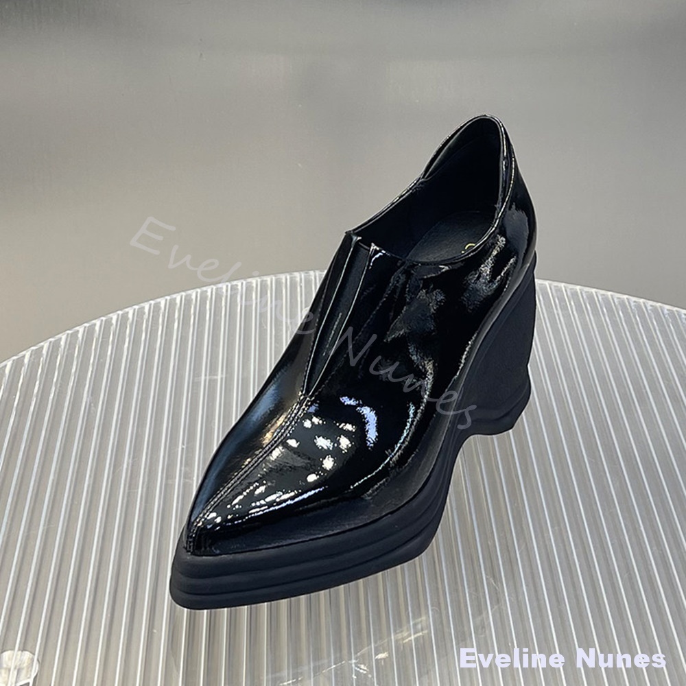 Patent Leather V Cut Pointed T - огляд і ціна Street Fashion Dress