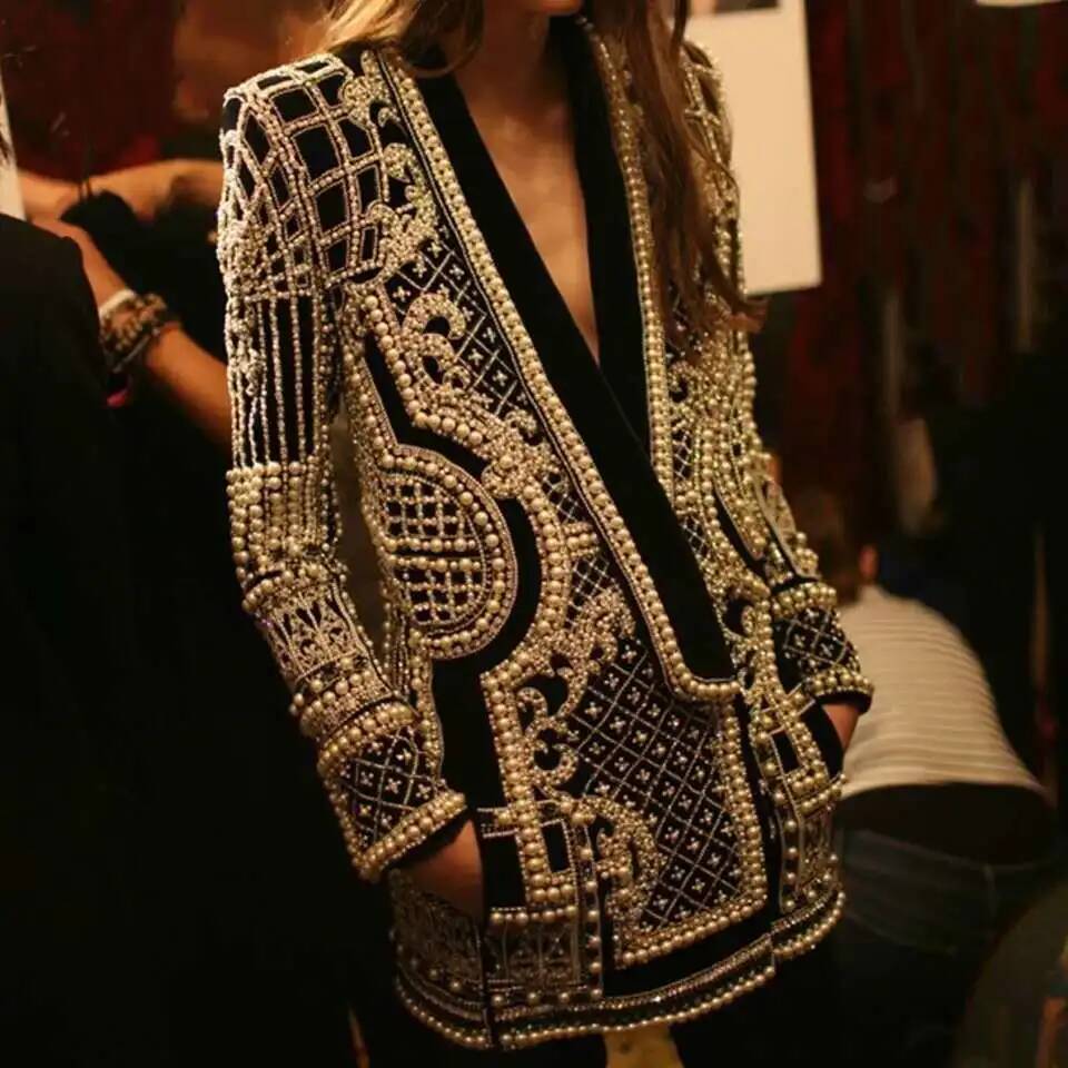 Fashion Beading V Neck Blazers - огляд і ціна Street Fashion Taiwan