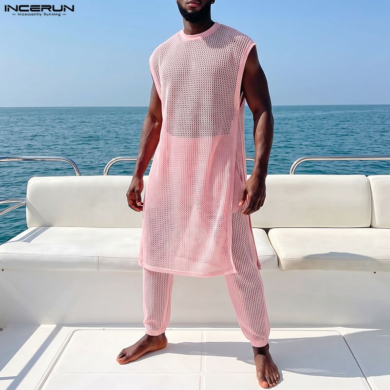 INCERUN Men Sets Mesh See Thro - огляд і ціна Fashion Streetwear