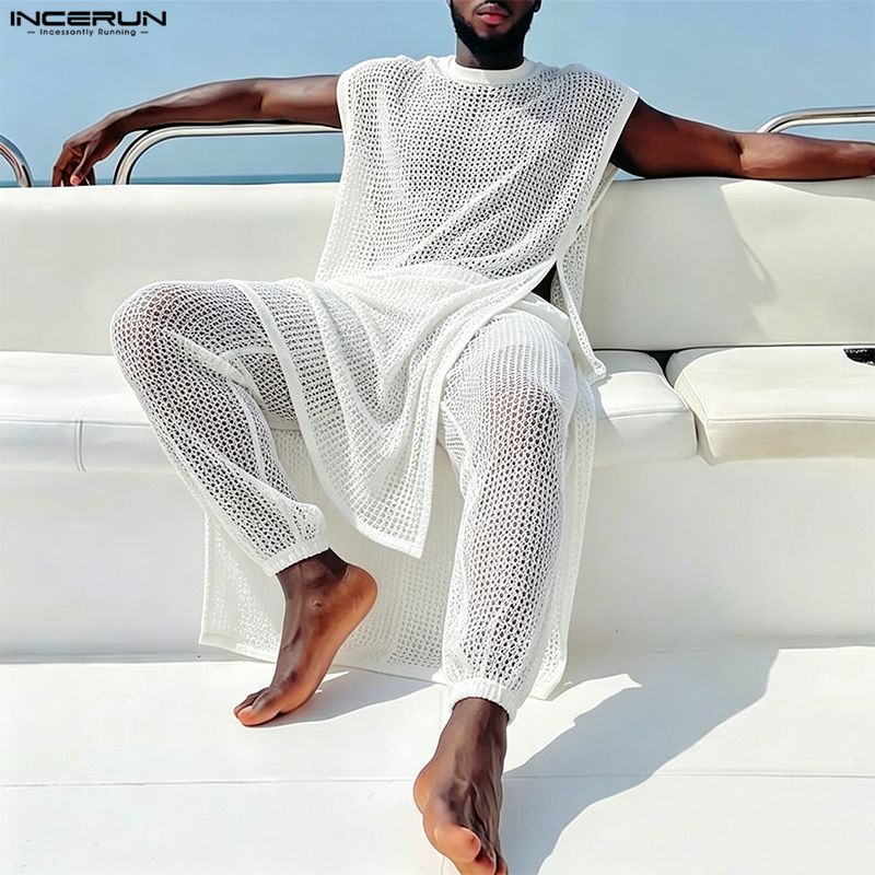 INCERUN Men Sets Mesh See Thro - огляд і ціна Fashion Streetwear