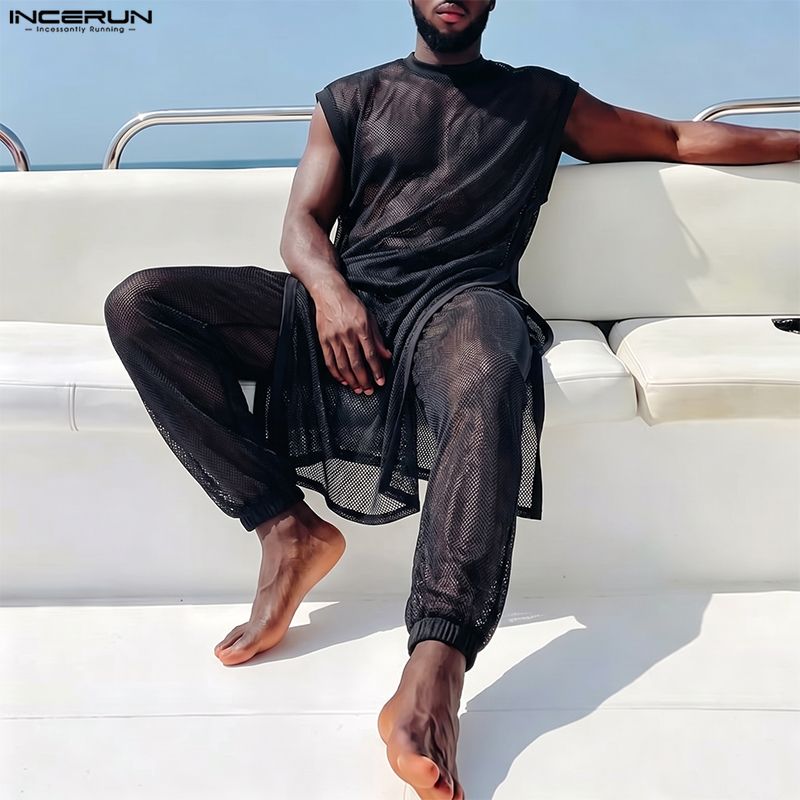 INCERUN Men Sets Mesh See Thro - огляд і ціна Fashion Streetwear