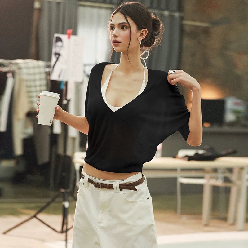 Pink Blouse Loose Fit V Neck S - огляд і ціна Fashion Streetwear