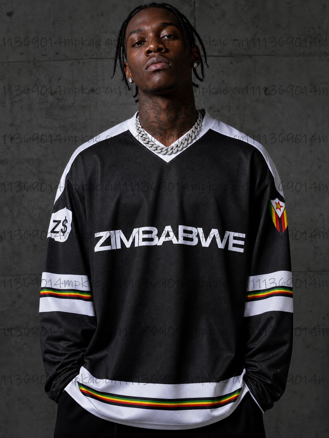 Men's Zimbabwe Printed V-Neck  - огляд і ціна Fashion Streetwear