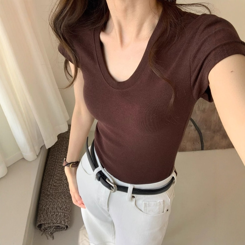 U-Neck Shoulder Short Sleeve T - огляд і ціна Fashion Streetwear