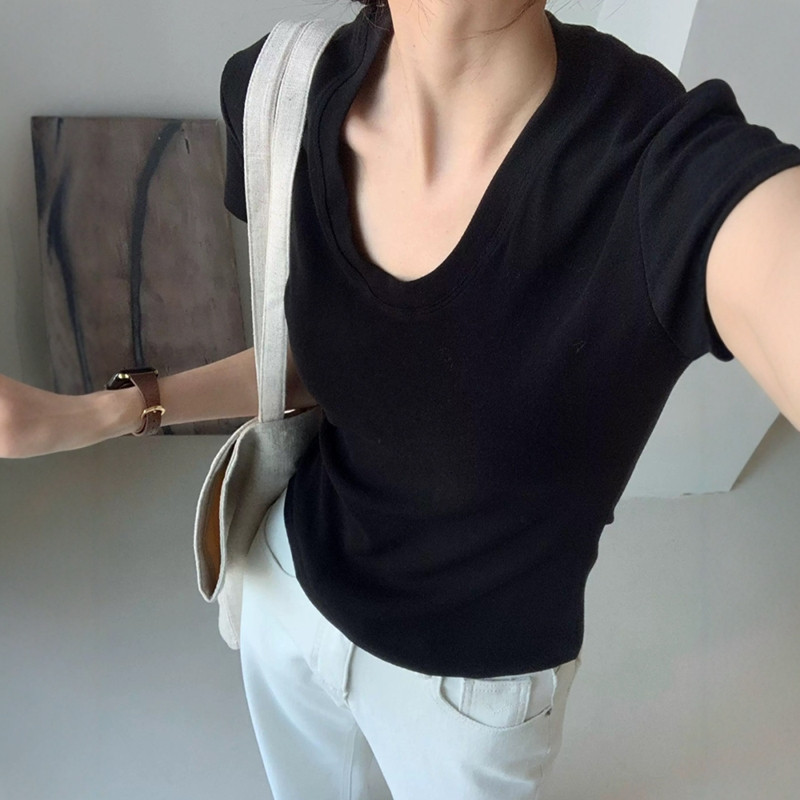 U-Neck Shoulder Short Sleeve T - огляд і ціна Fashion Streetwear