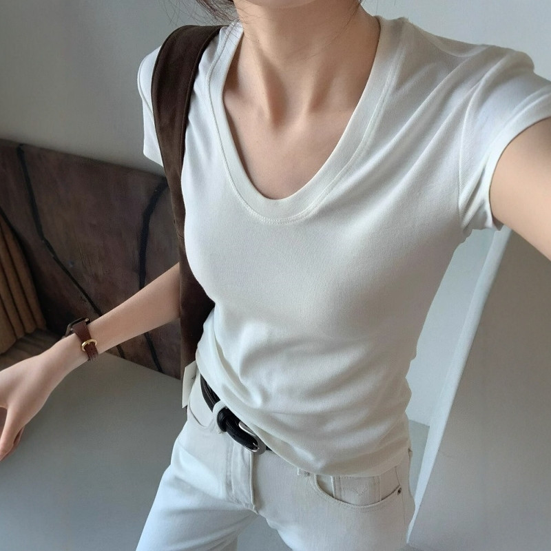 U-Neck Shoulder Short Sleeve T - огляд і ціна Fashion Streetwear