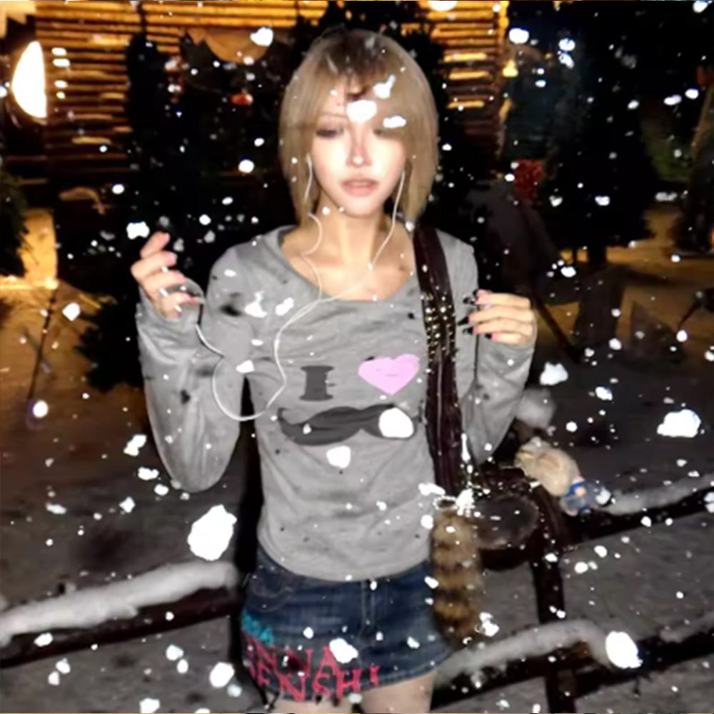 Japanese Y2K Beard Print T-Shi - огляд і ціна Street Fashion Harajuku