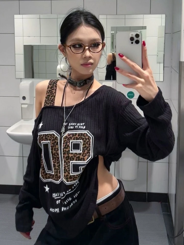 Y2K Patchwork Leopard Print T- - огляд і ціна Fashion Streetwear