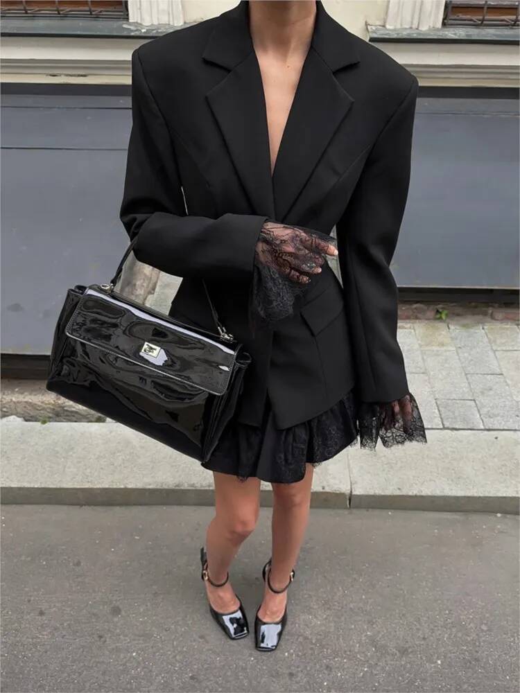 Elegant Lace Blazer Coat Women - огляд і ціна Street Fashion Taiwan