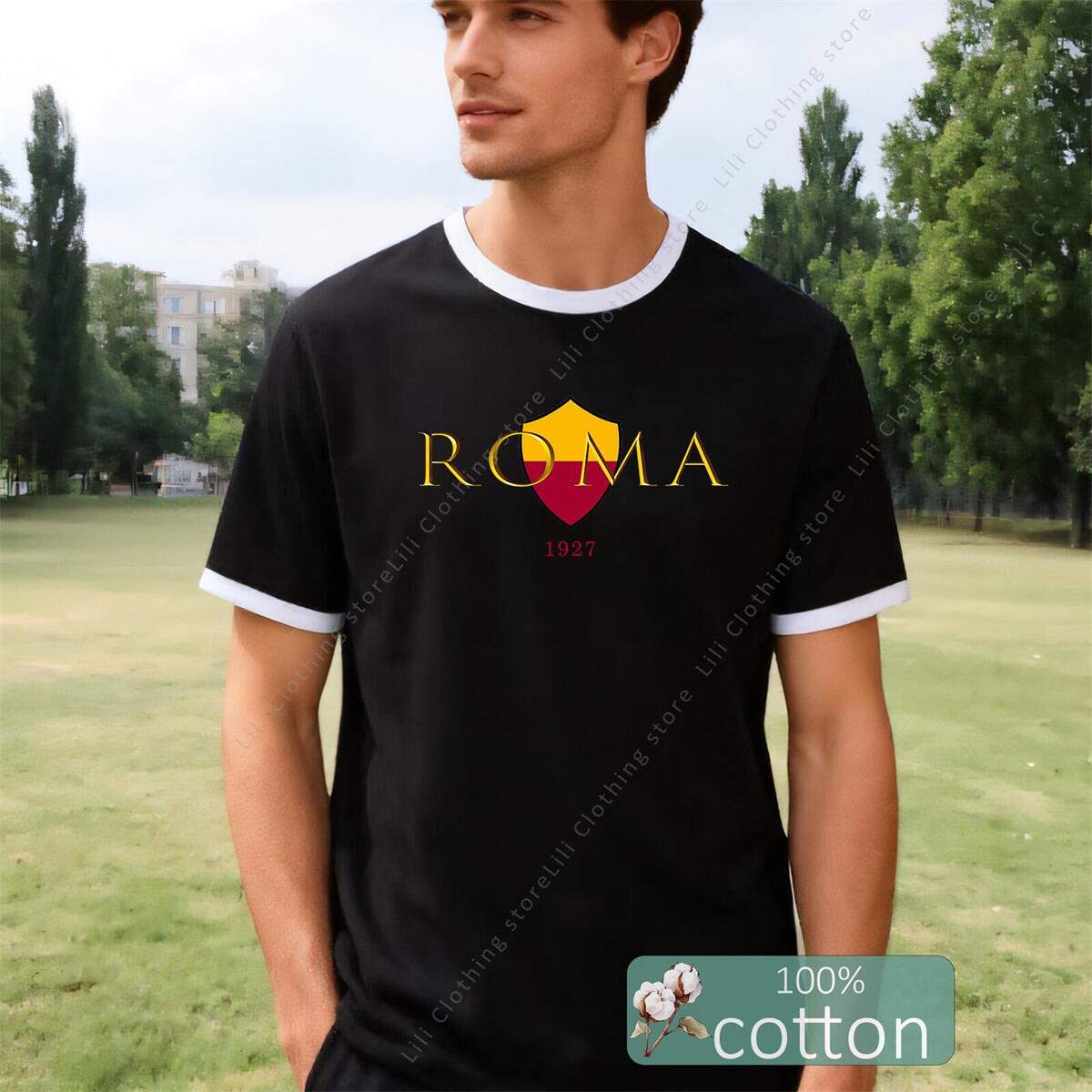ROMA Letter Graphic Print Men' - огляд і ціна Street Fashion Roma