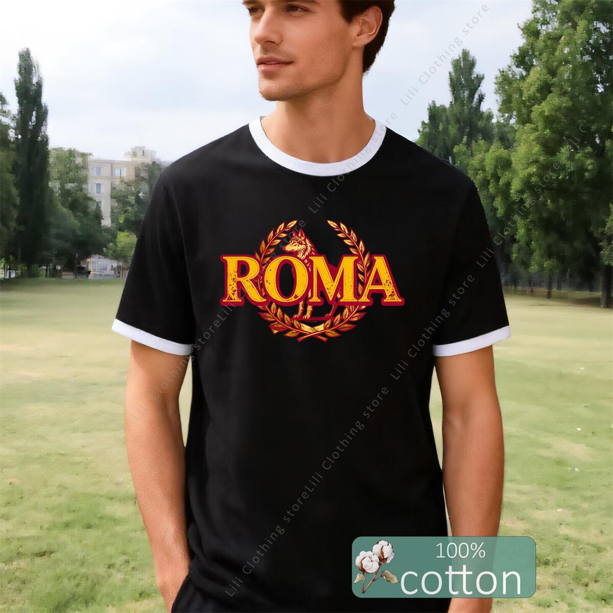 ROMA Letter Graphic Print Men' - огляд і ціна Street Fashion Roma