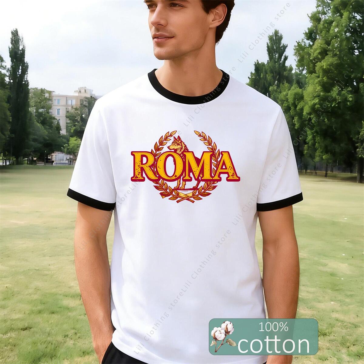 ROMA Letter Graphic Print Men' - огляд і ціна Street Fashion Roma