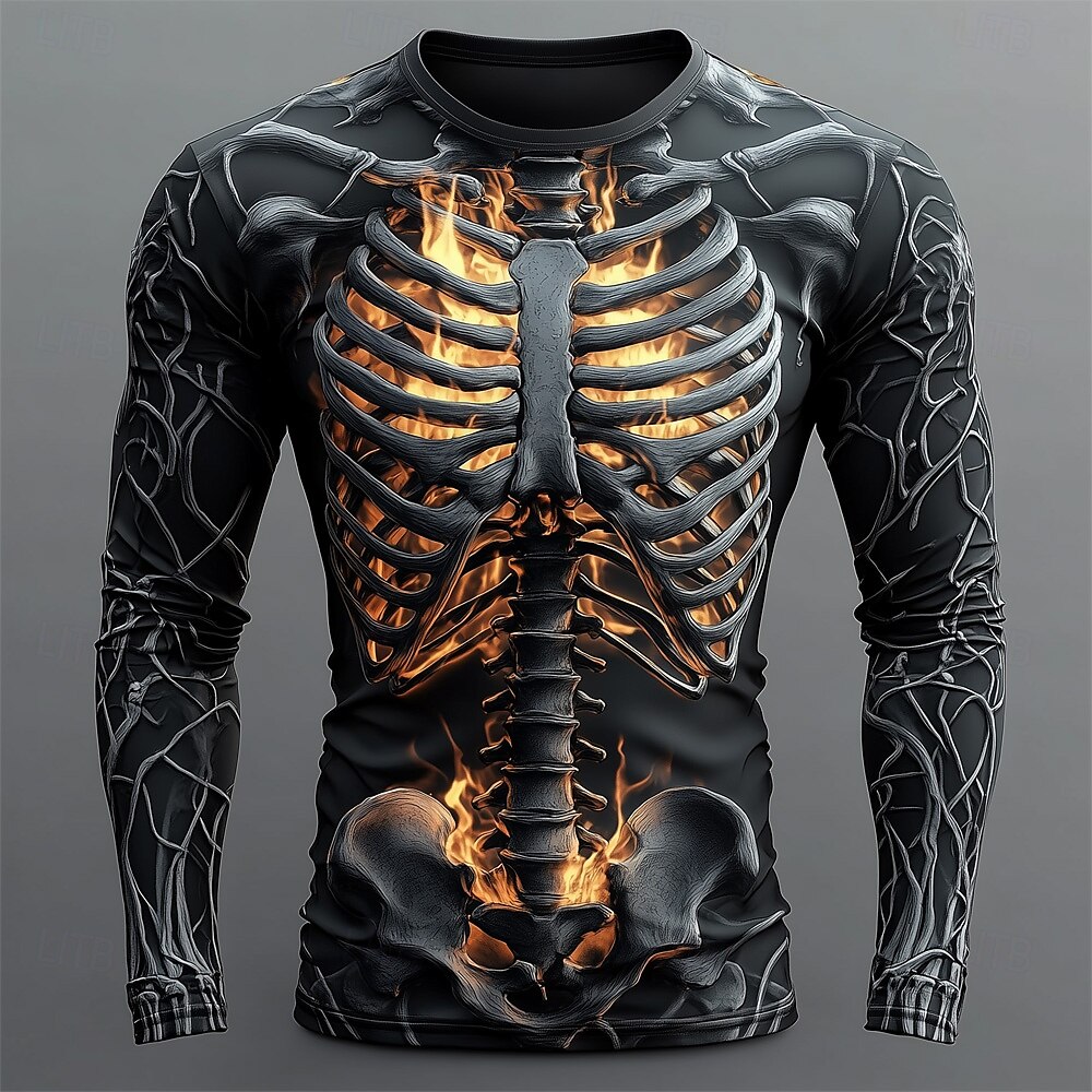 Men's 3D Flame Skull Pattern T - огляд і ціна Fashion Streetwear